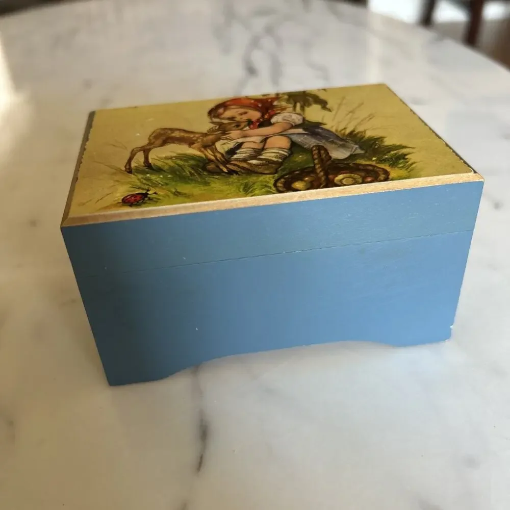 Vintage Hummel Music Box Girl with Deer, Lara’s Theme, Thorens Movement, Swiss